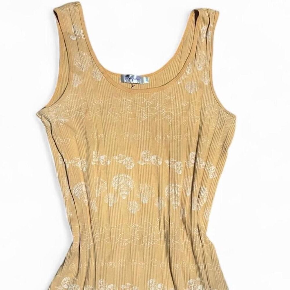 “Fresh Produce” yellow & white, lightweight ribbed cotton beach theme slip dress - Picture 2 of 4